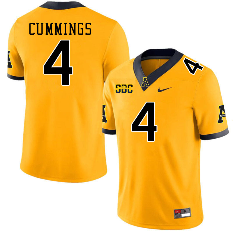 Appalachian State Mountaineers #4 Izayah Cummings College Football Jerseys Stitched-Gold